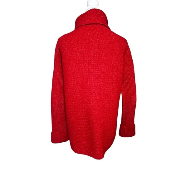 Pilcro Oversized Knit Cowl-Neck Sweater in Red/Orange Size X-Small - Picture 4 of 14